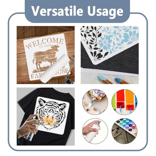 5Pcs Ocean Shark Wall Stencil Templates Reusable Plastic Marine Organism Stencils for Painting on Wood Wall Floor Fabric Glass Furniture, DIY Home Decor or Craft Stencil