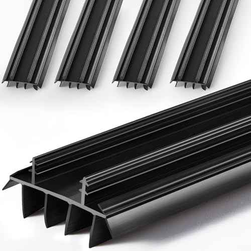 Replacement Door Bottom with Vinyl Fins 36" Long 1 3/4" Wide Threshold Seal Bottom of Door Weatherstrip Kerf Weather Stripping for 7/8" Between Barbs(4 Pcs,Black)