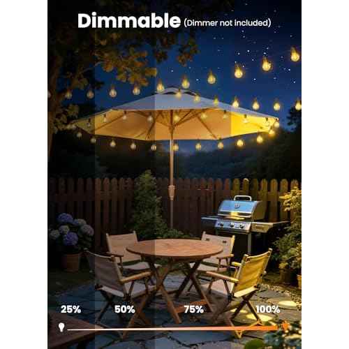 Outdoor-String-Lights-Paio-Lights, 100FT (50FT*2) 50+2 Shatterproof Bulbs Outdoor Patio Lights, IP65 Waterproof Connectable Hanging Outside Light for Backyard, Porch, Deck, Balcony, 2200K