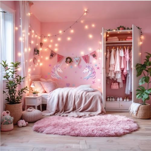 (48 Pack) Unicorn Wall Decal | (2) Unicorn Wall Stickers Large | Birthday Party Favors Wall Art Poster Decal Decorations
