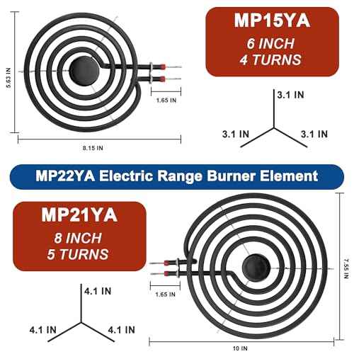 Electric Stove Burner Coil Elements MP15YA MP21YA and 5304430150 5304430149 Porcelain Black Drip Pans Replacement for ken-more fri-gidaire Electric Stove Burners for Electric Stove Top by Fetechmate