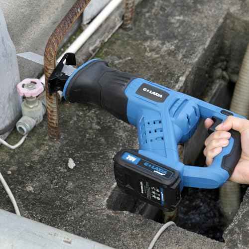 Reciprocating Saw, 20V Cordless Reciprocating Saw with 2.0Ah Battery and Fast Charger, 0-3000RPM, Tool-Free Blade Change, 5Pcs Blades for Wood, Soft Metal, PVC Pipe Cutting