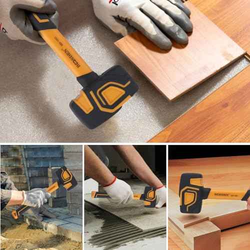 BOOSDEN Rubber Mallet Set, 3-Pack 10 oz 20 oz and 36 oz, With Hook, Solid Head & Ergonomic Grip Handle, Soft Face Hammer for Flooring, Woodworking