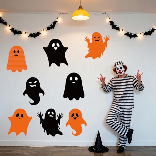 6Pcs Large Halloween Stencils, Cute Ghost Face Stencil for Painting on Wood Doormat Wall Yard DIY Craft