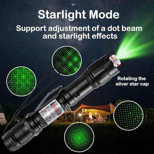 [4 Packs] Green Light Flashlight Rechargeable, Long Range Adjustable Focus Tactical Beam for Outdoor Journeys, Camping, Presentations, TV/LED/LCD Screens, and Stargazing