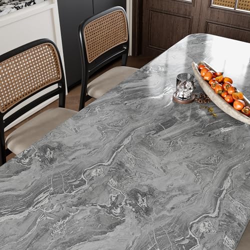 VaryPaper 15.7''x78.7'' Glossy Silver Grey Marble Contact Paper for Countertops Waterproof Peel and Stick Wallpaper Marble Vinyl Wrap for Cabinets Table Desk Removable Self Adhesive Granite Wall Paper