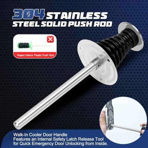 Walk in Cooler Door Handle,Walk in Freezer Door latches Heavy Duty kit with Key and Solid Metal Push Rod, Offset -1/5 In-3/5 in(Offset) and 5.9" Solid Metal Interior Release Handle