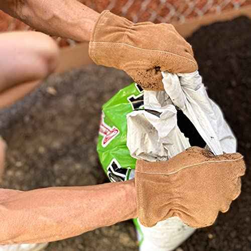 Wells Lamont Leather Work Gloves for Men, Durable Suede Split Cowhide with Angled Thumb and Elastic Wrist, Heavy-Duty Protection for Construction and Farming