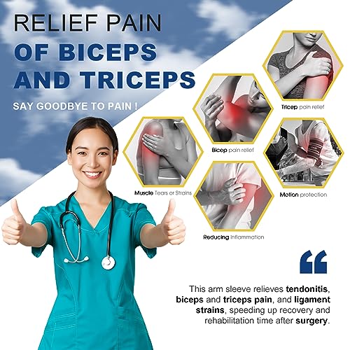 Bicep Tendonitis Brace Compression Sleeve Support,Upper Arm Brace Bicep Support Bands for Pain Relief, Muscle Strains Triceps & Bicep Wrap for Men Women