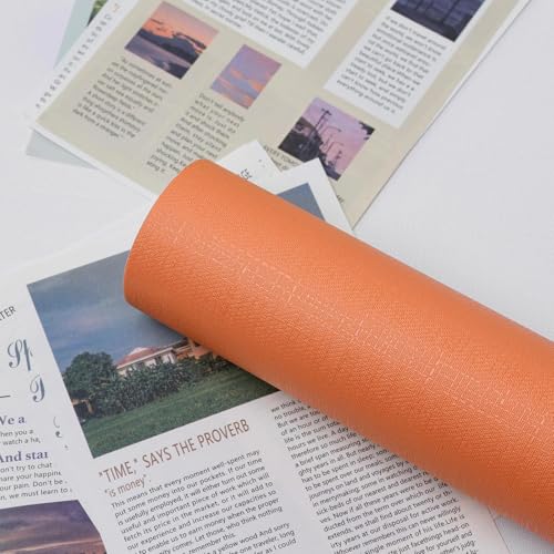 Yun-aeon Burnt Orange Textured Peel and Stick Wallpaper 15.7" ¡¿ 120" Removable Waterproof Contact Paper for Cabinets and Drawers Vinyl Self Adhesive Wall Paper Decorative for Bedroom Bathroom