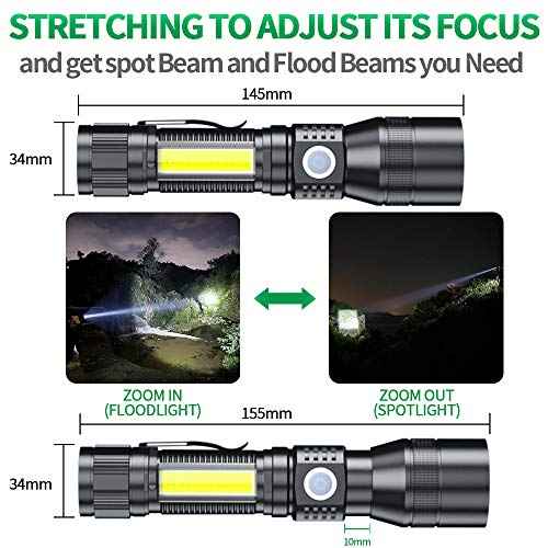 Black Light UV Flashlight, 3-in-1 Magnetic Rechargeable Flashlight, High Lumens Zoomable Beam LED Flash Light, 7 Modes Waterproof Tactical Flashlight for Emergencies, Camping, Pet Urine Detection