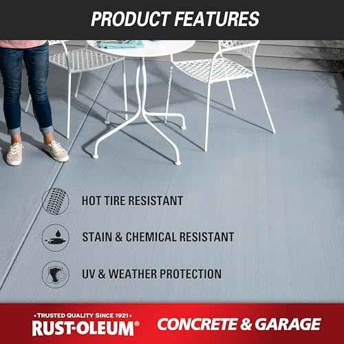 Rust-Oleum 225380 Concrete & Garage Floor Paint and Primer, Gallon, Satin Battleship Gray