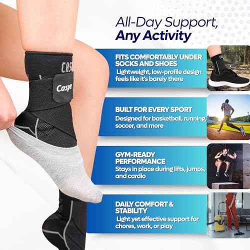 Caspe 2 Pack Breathable Ankle Brace for Women & Men with Adjustable X-Strap ? 3D Knit Compression Support, Helps with Plantar Fasciitis, Achilles Tendon, and Ankle Stability (Black, Large)