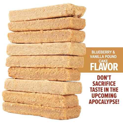 Grizzly Gear Emergency Food Rations - Blueberry & Vanilla Pound Cake Bars (2 Pack) - 6 Day, 144 Hour Supply For Disaster, Hurricane, Flood Preparedness - Less Sugar, More Nutrients - 5 Year Shelf Life