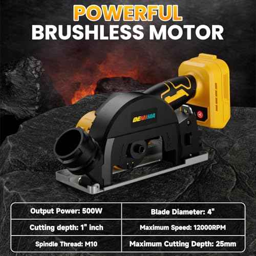 4" Brushless Cordless Cut-Off Tool Compatible with Dewalt 20V MAX Battery, 500W mini Saw Up to 12000RPM with 6 Cut Off Wheel, 4" Blades & Base Plate for Metal, Wood, Tile and Plastic (No Battery)
