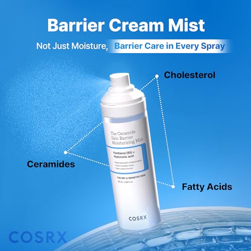 COSRX Barrier Cream Face Mist - Milky Toner with Ceramide & Hyaluronic Acid, Hydrating and Soothing Facial Spray for All Skin Types, 4.06 fl.oz, Korean Skin Care
