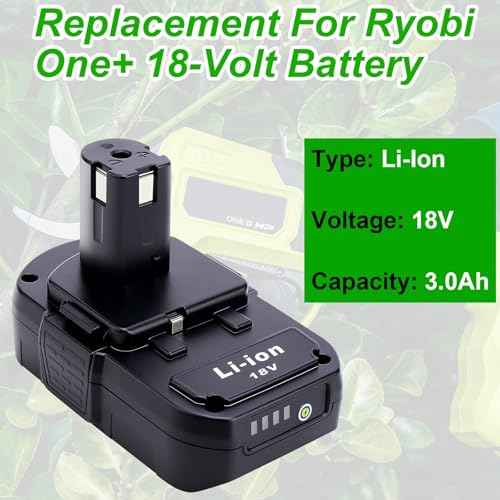 Upgraded 3000mAh Replacement for Ryobi 18V Battery 2Pack, Compatible with Ryobi 18V ONE+ Battery P103 P102 P105 P107 P108 P109 P122 18 Volt Lithium Cordless Power Tools