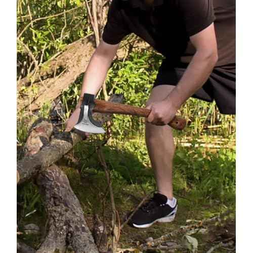 Camping Hatchet, 14.2-inch Splitting Axe with Leather Sheath, Chopping Axe 1065 High Manganese Steel and Hickory Handle