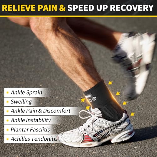 CAMBIVO Ankle Brace for Women & Men, Compression Ankle Support for Sprain & Strain, Achilles Tendonitis, Plantar Fasciitis & Recovery, Ankle Sleeve for Running, Basketball, Football, Daily Use
