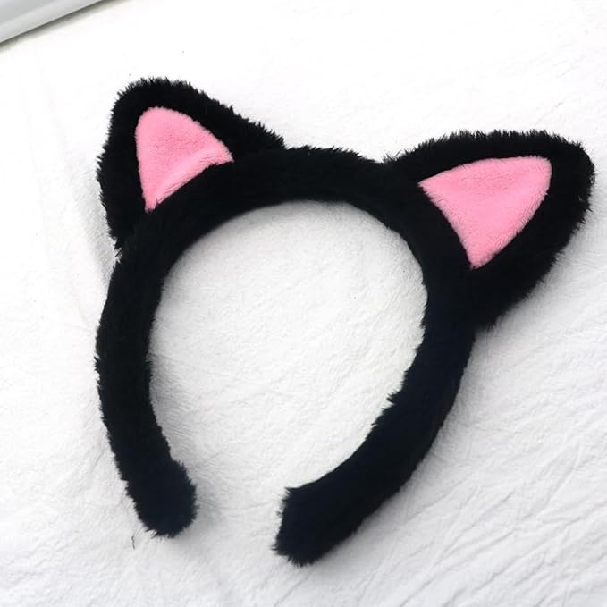 Cat Ears Headband 2Ã¢ÂÂPack Ã¢ÂÂ Plush Fuzzy Headbands for Cosplay, Makeup, Yoga, Spa & Photo Props Ã¢ÂÂ One Size Fits Most