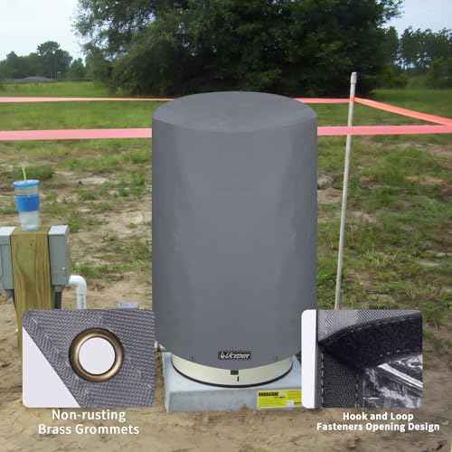 UCEDER Insulated Round Water Pressure Tank Cover 600D Heavy Duty Waterproof and Weatherproof Outdoor Well Covers Great for Winter Freeze Protection (Dark Gray, 24"D x 34"H)