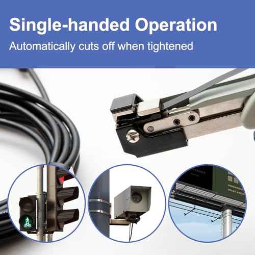OFFO Metal Zip Tie Cutter, Adjustable Tightening Force Stainless Steel Automatic Cable Tie Cutter Tightening Tool for Stainless Steel Tie Wrap with Free Zip Tie Release Tool, One-handed Mode