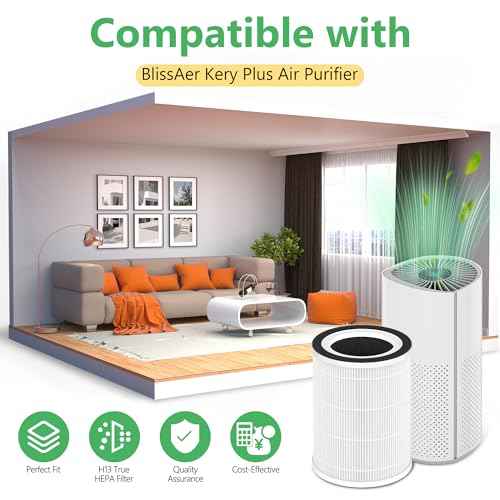 2 Pack Replacement Filter Compatible with BlissAer Kery Plus Air Purifier, 3-in-1 Filtration System with Activated Carbon Filter