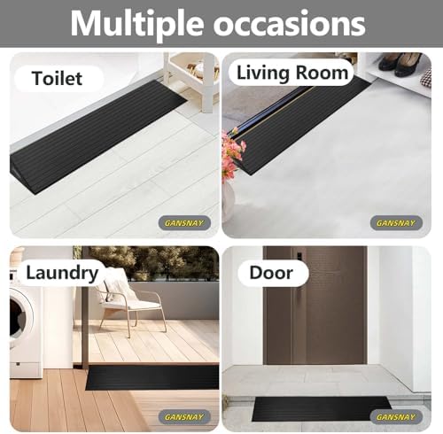 Threshold Ramp for Doorways 1.2" Rise- Odorless Indoor Entry Ramp- Non-Slip& Cuttable Handicap Ramp for Wheelchairs, Robot Vacuum Cleaners, Scooters, Strollers- Black- 1.2″Rise (31.5″×7.1″)