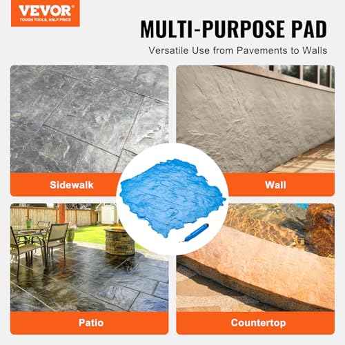 VEVOR Concrete Stamps Mat, 18 x 18 in, Concrete Texturing Skin Polyurethane Stamp Stone Tile Texture Mat, Slate floor Imprint Seamless Stamp Concrete Molds for Outdoor Decorative, Blue