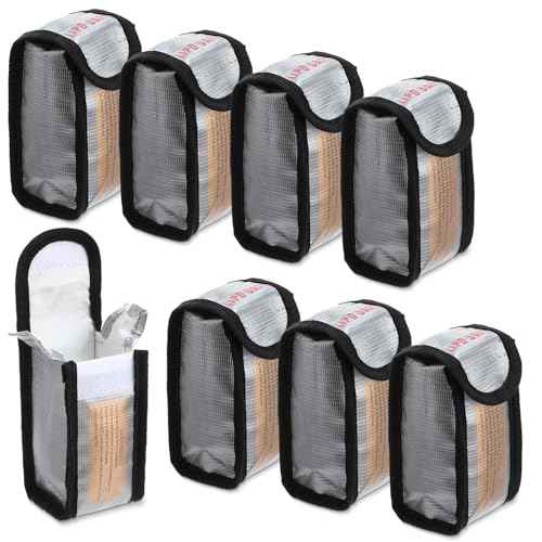 Aliceset 8 Pcs Lipo Battery Bag Lithium Battery Storage, Fireproof and Explosion Proof Bags Guard Safe Pouches 125 mm for Charging Home Travel Office Supplies
