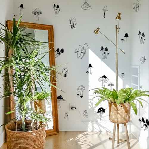 72 Pieces Black Mushroom Wall Decals - Woodland Nursery Wall Stickers for Baby Boys or Girls Room Decor£¬Forest Wall Stickers Removable£¬Nursery Playroom Decor.