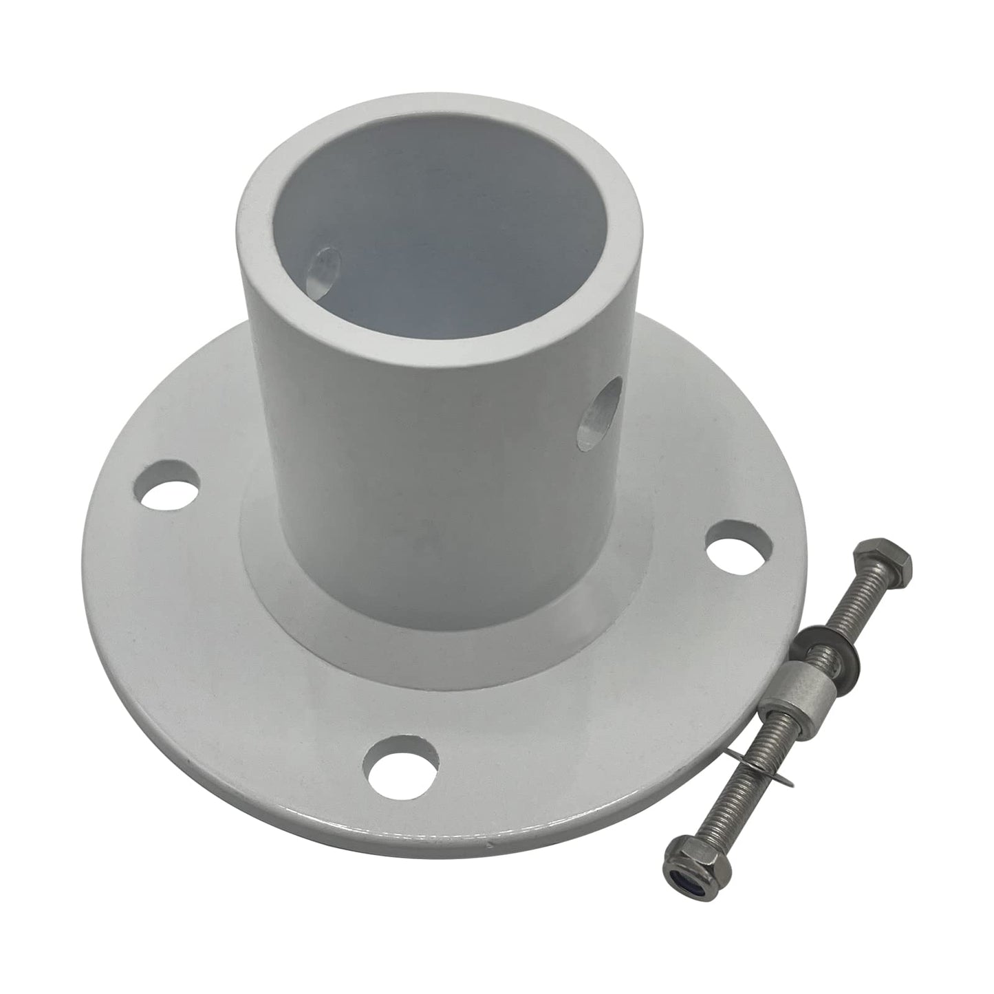 Poolzilla 2-Pack Deck Anchor Flange in White, Diameter of 1 7/8", Made of High Grade Cast Aluminum