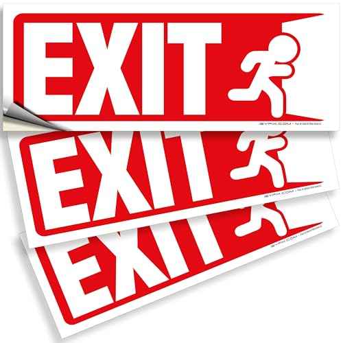 iSYFIX Exit Signs Stickers ? 3 Pack 10x4 Inch ? Premium Self-Adhesive Vinyl, Laminated for Ultimate UV, Weather, Scratch, Water and Fade Resistance, for Office, Buildings, Workplace, Indoor & Outdoor