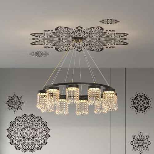 Mandala Stencils for Crafts Reusable - 10 Pcs Bohoemian Mindfulness Large Stencils for Painting on Wall Home Decor Furniture