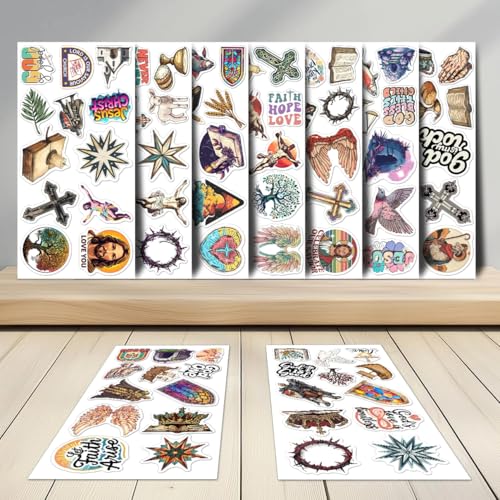108 PCS Jesus Christian Stickers, Waterproof Inspirational Faith Bible Verse Stickers, Vinyl Religious Scripture Decals for Water Bottles, Laptop, Journaling, Spiritual Gifts