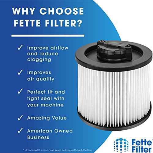 Fette Filter - DXVC4001 HEPA Filter Compatible with DEWALT DXV04T DXV05P DXV05S DXV08S DXV06G Wet Dry Shop Vacuums. Compare to Part# DXVC4001 - Pack of 2