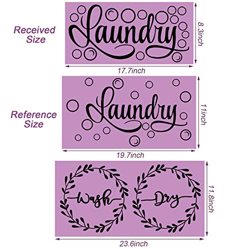 Zonon Laundry Stickers Laundry Room Decor Decal Quote Wash Dry Sticker for Home Apartment Washing Machine Dryer Room Decor