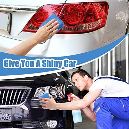 Riakrum 32 Pieces Microfiber Applicator Pads Detailing Car Wax Sponge for Car Ceramic Coating Applicator Tire Shine Cleaning Pad for Applying Wax Foam(Blue)