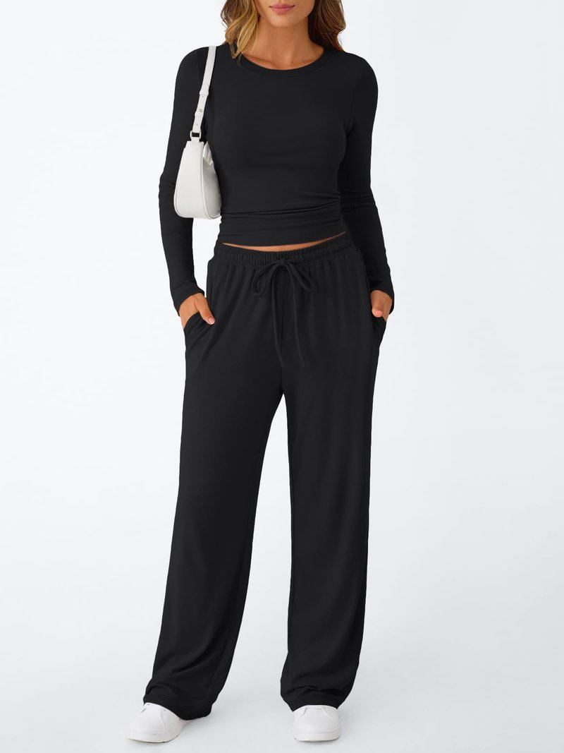 Trendy Queen Womens Two 2 Piece Matching Lounge Sets 2026 Early Fall Fashion Must Haves Y2K Workout Gym Clothes Comfy Airport Travel Vacation Luxury Outfits Sweatsuit Winter Clothing