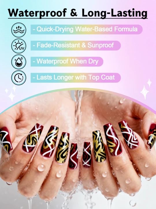 10 Color Metal Giltter 3D Nail Art Pens Set, Kalolary Double-ended Nail Point Dotting Pen Drawing Painting Liner Brush for DIY Nail Art Beauty Adorn Manicure Tools(G)