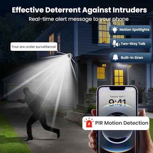 2K Security Cameras Wireless Outdoor, Free Cloud Storage, Integrated Spotlight & Siren, AI Motion Detection, 2-Way Audio, 1-6 Months Battery Life, Cameras for Home Security Support 5GHz WiFi, IP66