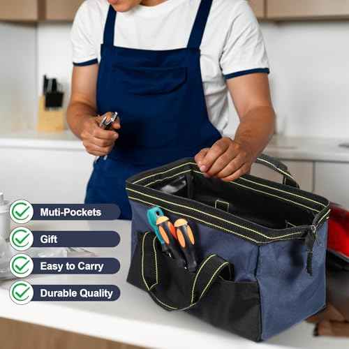 3 Pack Wide Mouth Tool Bag, 13 Inch Waterproof Power Tools Organizer Heavy Duty Drill Bag Electrician Tool Tote for Professionals, Construction Electricians Carpenter and DIY Enthusiasts