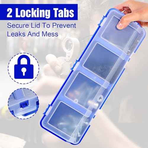 6Pcs Screw Organizer Box with Lids,Small Parts Storage Bins with Locks 4 Divider Compartment Sorting Toolbox Case for Garage Tools Nails bolt Plastic Hardware Containers