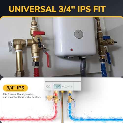 Tankless Water Heater Service Valve Kit, 3/4 Inch IPS Isolator Set with Pressure Relief Valve, Hot & Cold Shut-Off Valves, Lead-Free Premium Brass, Compatible with Rheem, Rinnai, Navien