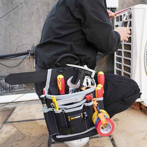 MELOTOUGH Heavy Duty Tradesman Pro Tool Pouch with Various Sized Pockets and Electrical Tape Thong, Electricians Tool Pouch 13-Pocket (13 Pockets) ¡¦¡¦