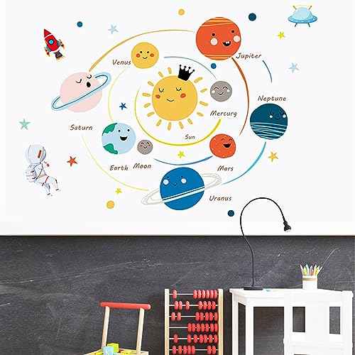 Solar System Wall Stickers for Kids, Universe Space Wall Sticker, Planet Wall Decal, Space Wall Decor for Bedroom Classroom Playroom Nursery Birthday Gift Idea