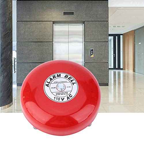 Electric Round Alarm Bell, Security Fire Alarm with Solid Aluminum Base, 150mm / 5.9in (AC110V)