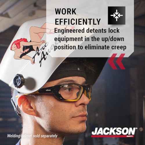 Jackson Safety 370 Speed Dial Replacement Ratcheting Headgear for Welding Helmets - Oversized Adjuster Knob, Adjustable Sliders, Hood Locks Up/Down, Patented Quick-Fit Rear Swivel Headband, Washable Sweatband - Made in USA