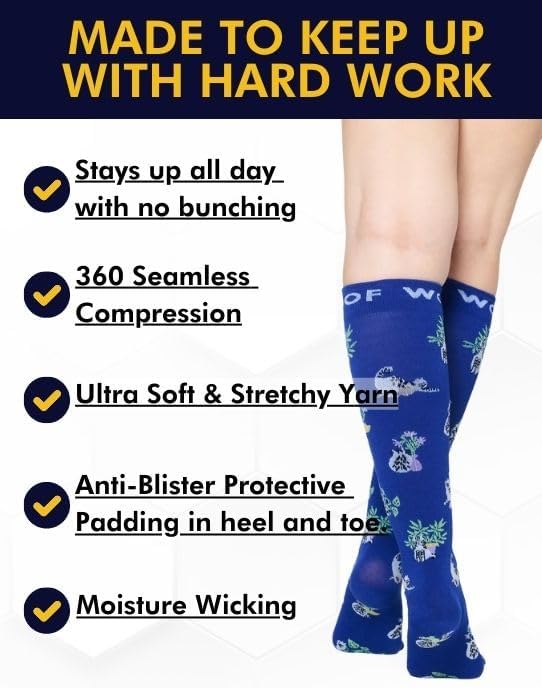 Compression Socks for Women & Men Circulation - 15-20 mmHg Compression Socks - Best Support for Nurses, Running, Athletic