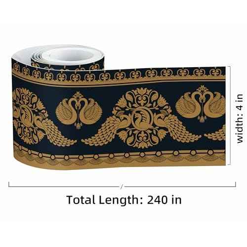 FLFK Wallpaper Border - Peel and Stick Decorative Trim Tape with Ornate Floral & Mythical Motifs, Self-Adhesive 4"x240"